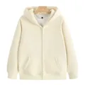 Sweat à capuche zippé pour homme en polaire 500g, blanc crème avec poche kangourou. - S / Hauts / Abricot