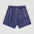 Men's vintage washed-out blue cotton casual shorts with an adjustable drawstring waist design - S / Bottoms / Washed Royal Blue