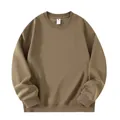 Premium plain brown 320g weight oversized crewneck sweatshirt with ribbed cuffs and hem - S / Tops / Crewneck Style / Dark Khaki