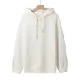 Detailed view of heavy weight 320g white hooded sweatshirt for men with kangaroo pocket - M / Tops / White