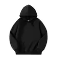 Solid black heavyweight 320G loose fit hoodie sweatshirt with kangaroo pocket - S / Tops / Hooded Style / Black