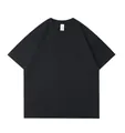 Classica t-shirt nera 230g in cotone pesante con girocollo confortevole e maniche corte - M / Tops / Nero