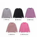 Heavyweight 400g washed vintage crewneck sweatshirt in grey, black, purple, brown, rose red - S / Tops