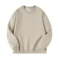 Heavyweight unisex oatmeal fleece-lined crewneck sweatshirt with loose drop shoulder fit - S / Tops / Beige Apricot