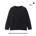 Heavyweight 400g vintage washed crewneck sweatshirt in a faded charcoal black finish - S / Tops / Black