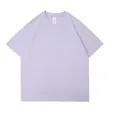 T-shirt semplice in cotone 230G lavanda con girocollo e maniche corte - M / Tops / Lavanda