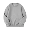 Grey thickened fleece-lined loose crewneck sweatshirt for winter - S / Tops / Light Gray