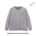 Oversized 400g washed grey crewneck sweatshirt featuring a vintage distressed texture - S / Tops / Grey (Crewneck)