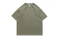 Oversized olive green pure cotton t-shirt with dropped shoulders and crew neck - Army Green / S