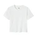 T-shirt blanc court et ajusté de style vintage américain en coton épais pour femmes - S / Hauts / Blanc