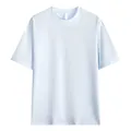 Premium light blue heavyweight cotton crew neck short sleeve T-shirt with a relaxed fit - S / Tops / Creamy Blue