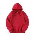 Classic red loose fit pullover hoodie with kangaroo pocket and adjustable drawstring hood - S / Tops / Hooded Style / Red