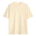 Premium heavyweight 240g cotton loose fit crew neck short sleeve T-shirt in pale yellow - S / Tops / Beige