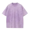 Vintage oversized purple acid-wash 230g cotton short sleeve t-shirt for streetwear - S / Tops / Light Purple