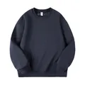 Premium heavyweight dark navy fleece-lined crewneck sweatshirt with dropped shoulders - S / Tops / Navy Blue
