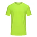 Neon green quick dry athletic sports T-shirt featuring breathable mesh texture and round neck - 5XS / Tops / Fluorescent Green