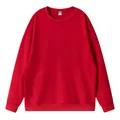 Oversized red crewneck sweatshirt with drop shoulder pullover in thick high-quality cotton. - XS / Tops / Red