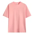 High-quality 240g heavy pure cotton relaxed crew neck t-shirt in pastel pink colorway - S / Tops / Pink