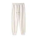 Cream-white comfortable joggers with elastic waistband and drawstring detail. - 3XL / Bottoms / White