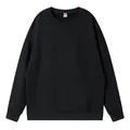 Premium 360g black crewneck sweatshirt with a loose drop-shoulder casual style - XS / Tops / Black