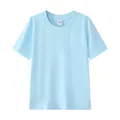 Light blue short sleeve round neck T-shirt in premium combed cotton with rib neck - 100 / Tops / Ice Blue