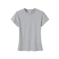 Camiseta gris de algodón 230g con cuello redondo para mujer, ajuste entallado - S / Tops / Gris Jaspeado