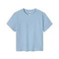T-shirt court bleu clair à col rond et manches courtes, style vintage et coupe ajustée - S / Hauts / Bleu glacé