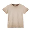 240G pure cotton washed distressed crop top T-shirt in beige with gradient finish - S / Tops / Gradient Khaki