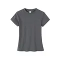 Camiseta entallada de alta calidad en algodón gris con cuello redondo para mujer - S / Tops / Gris Grafito
