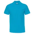 Premium turquoise short-sleeved cotton polo shirt with 220g fabric weight in European sizing - S / Tops / Lake Blue