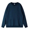 High-quality 360g navy blue oversized crew neck sweatshirt pullover SKU variant - XS / Tops / Navy Blue