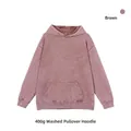 Premium 400g vintage washed brown oversized hooded sweatshirt with front kangaroo pocket - S / Tops / Brown