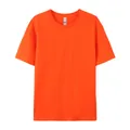 Bright orange 180G pure cotton crew neck short sleeve T-shirt for casual daily wear - XS / Tops / Orange