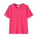 Vibrant pink 220G premium cotton crew neck short sleeve T-shirt shown in flat lay view - 100 / Tops / Rose Red