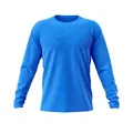 T-shirt de sport bleu à manches longues séchage rapide col rond en tissu mesh aéré - Taille EU 5XS / Hauts / Aqua