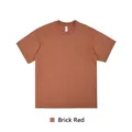 T-shirt in cotone pesante con spalle scese in colore rosso mattone di alta qualità - S / Tops / Rosso Mattone