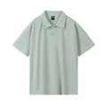 Heavyweight 260g sage green short-sleeve cotton polo shirt with minimalist design - S / Tops / Grass Green