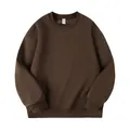 Solid chocolate brown 420g heavyweight oversized crewneck sweatshirt with fleece lining - S / Tops / Coffee