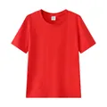 Premium 220G heavy combed cotton crew neck short sleeve T-shirt in vibrant red color - 100 / Tops / Red
