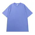 T-shirt oversize in cotone pesante con spalle scese in colore blu pervinca - S / Tops / Viola Prugna Scuro