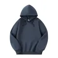 Classic navy blue 320g heavy cotton oversized hoodie with front kangaroo pocket - S / Tops / Hooded Style / Haze Blue