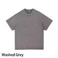 Men's vintage washed distressed cotton t-shirt in washed gray, 230g fabric weight - S / Tops / Distressed Gray