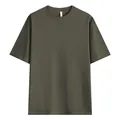 Classic olive green heavyweight cotton men's crew neck T-shirt with a loose drop shoulder fit - S / Tops / Olive Green