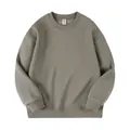 Solid olive grey premium thick fleece oversized crewneck sweatshirt for winter comfort - S / Tops / Light Khaki
