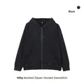 Premium vintage washed 400g heavy cotton oversized black zip-up hoodie for men - S / Tops / Black (Zipper)