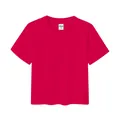 T-shirt court moulant rose vif avec design d'épaules rétro et étiquette blanche - S / Hauts / Rose rouge