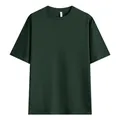 Premium heavy 240g pure cotton dark green t-shirt with dropped shoulders and relaxed fit. - S / Tops / Dark Green
