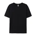 T-shirt noir 180g en pur coton à manches courtes et col rond en taille européenne - XS / Hauts / Noir