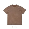 Vintage coffee-colored acid-washed oversized 230g cotton t-shirt for men's fashion - S / Tops / Distressed Coffee
