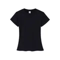 Camiseta negra de algodón de 230g para mujer, corte entallado, cuello redondo y manga corta - S / Tops / Azul marino